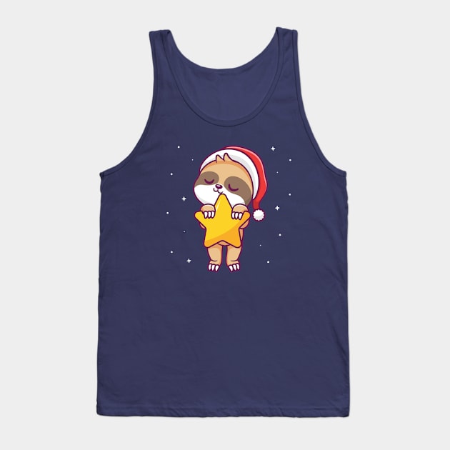 Cute Sloth Sleeping With Star In Space Cartoon Tank Top by Catalyst Labs